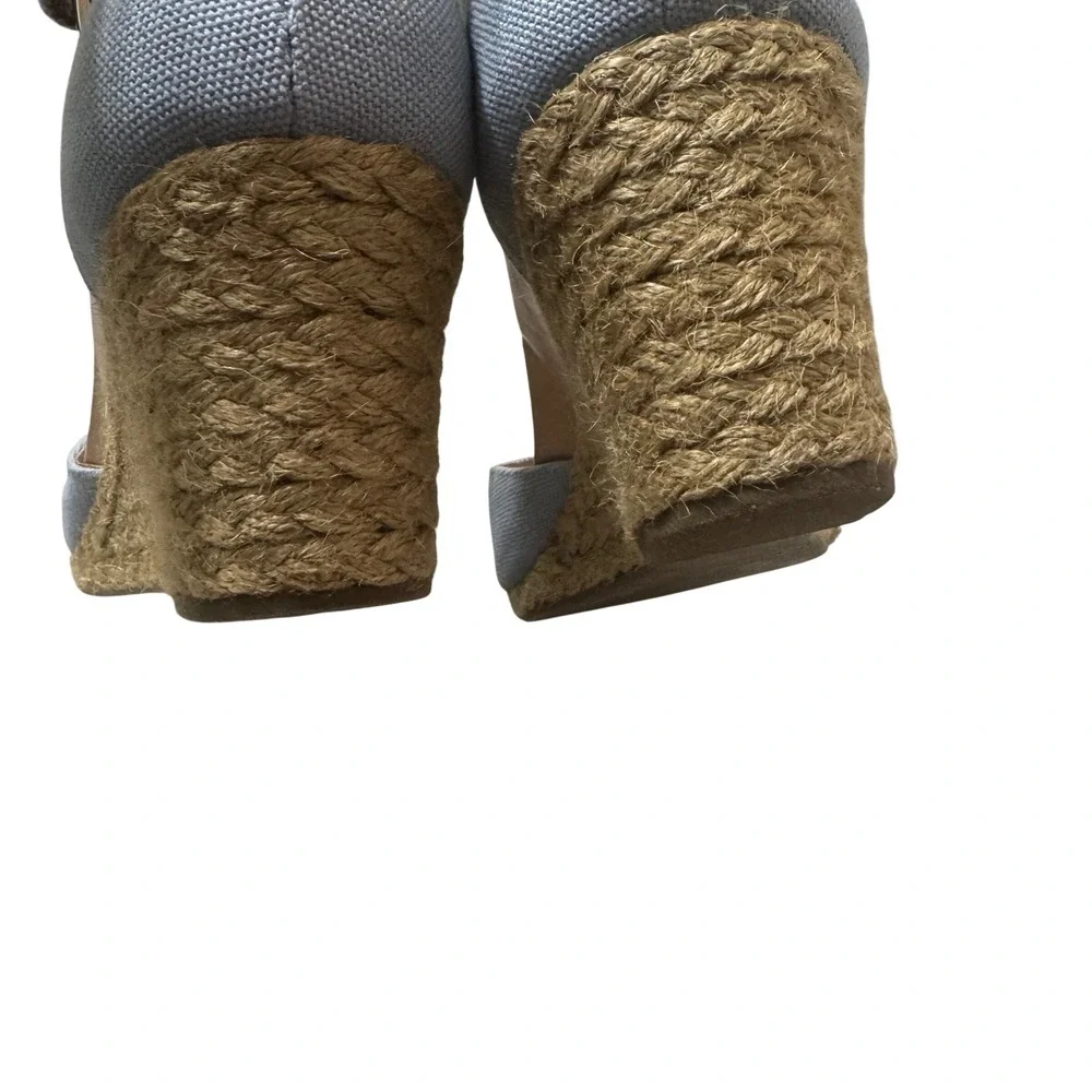 Vionic Amy Wedge Espadrille Sandals 9 Wide Sky Blue Excellent Canvas Buckle